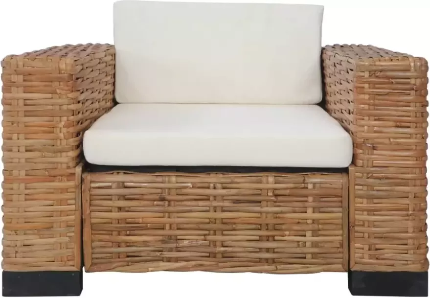 VidaXL Fauteuil met kussens natuurlijk rattan - Foto 4