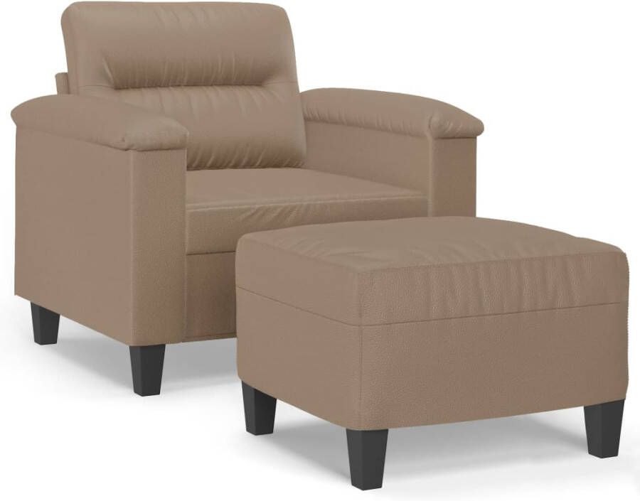 VidaXL -Fauteuil-met-voetenbank-60-cm-kunstleer-cappuccinokleurig - Foto 3