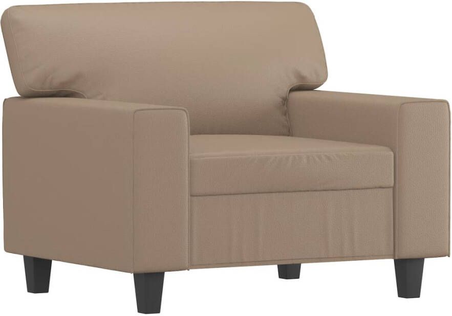 VidaXL -Fauteuil-met-voetenbank-60-cm-kunstleer-cappuccinokleurig