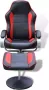 VidaXL Tv-fauteuil met voetensteun verstelbaar kunstleer zwart rood - Thumbnail 2