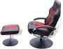 VidaXL Tv-fauteuil met voetensteun verstelbaar kunstleer zwart rood - Thumbnail 3