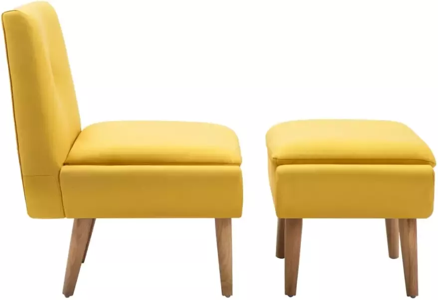 VIDAXL Fauteuil met voetenbankje stof geel