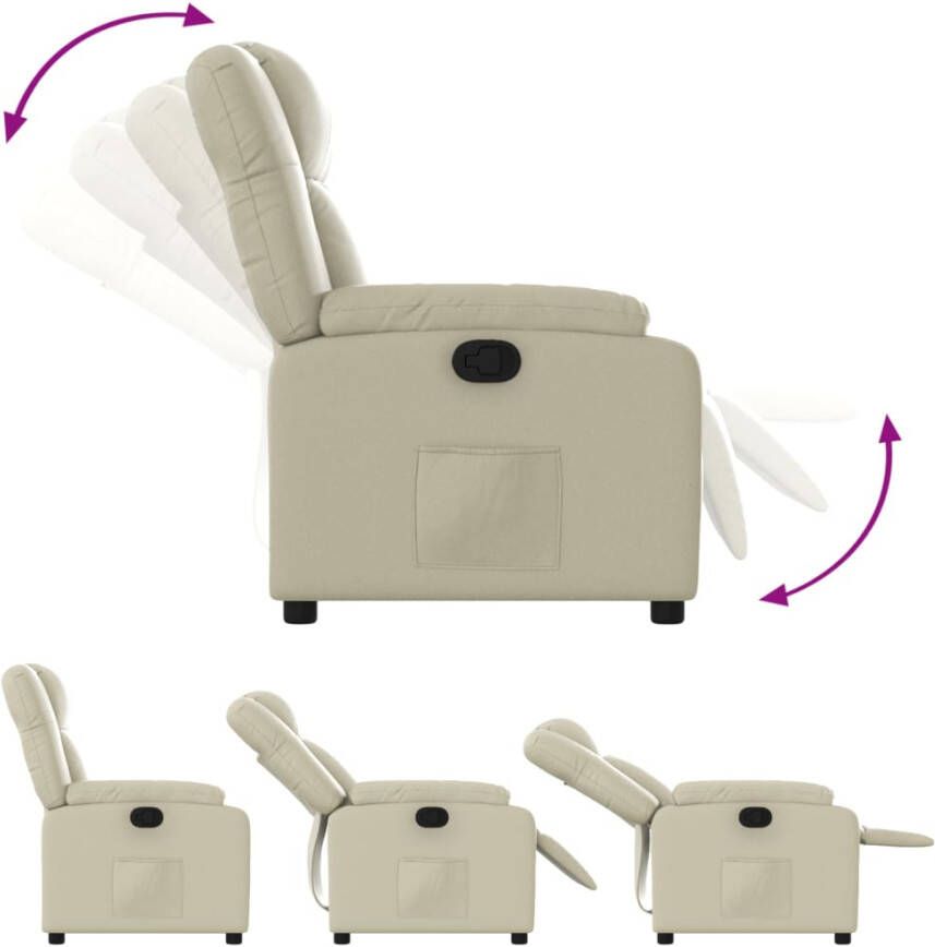 VidaXL Fauteuil verstelbaar kunstleer crèmekleurig - Foto 3