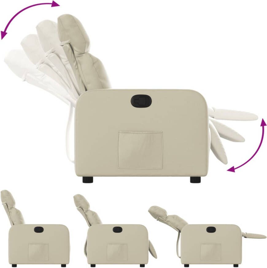 VidaXL Fauteuil verstelbaar kunstleer crèmekleurig - Foto 3