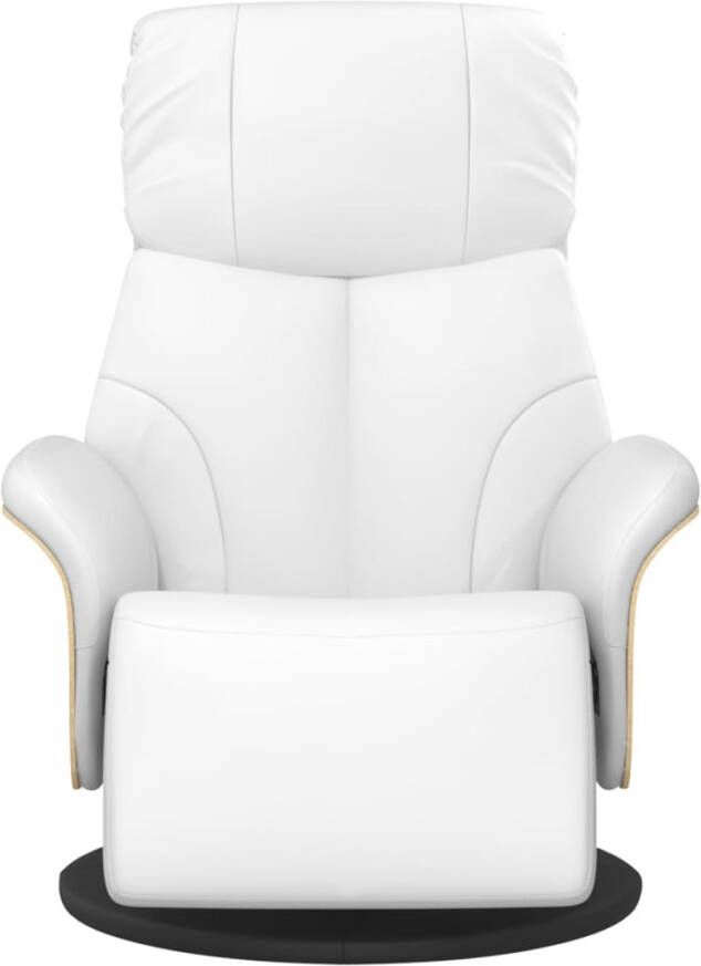VidaXL Fauteuil verstelbaar met voetensteun kunstleer wit - Foto 4