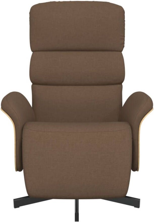 VidaXL Fauteuil verstelbaar met voetensteun stof bruin - Foto 4
