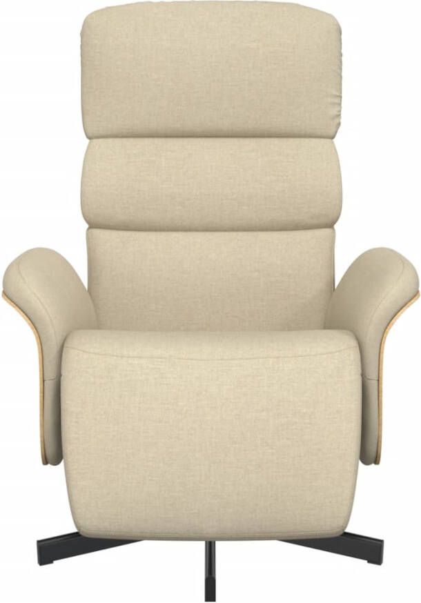 VidaXL Fauteuil verstelbaar met voetensteun stof crèmekleurig - Foto 4
