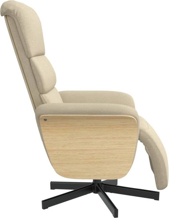 VidaXL Fauteuil verstelbaar met voetensteun stof crèmekleurig - Foto 3