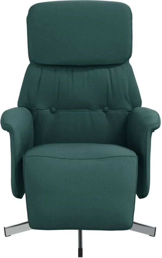 VidaXL Fauteuil verstelbaar met voetensteun stof donkergroen - Foto 4