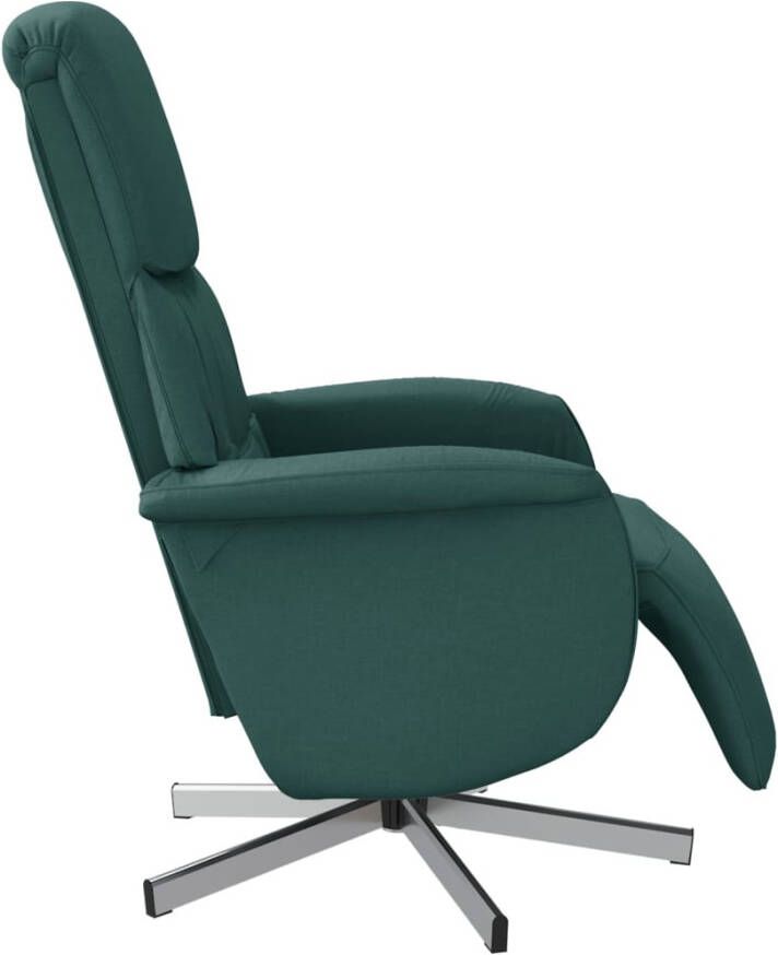 VidaXL Fauteuil verstelbaar met voetensteun stof donkergroen - Foto 3