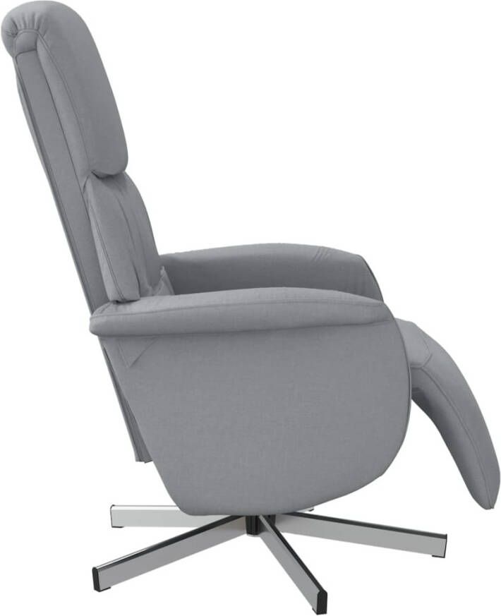 VidaXL Fauteuil verstelbaar met voetensteun stof lichtgrijs - Foto 3