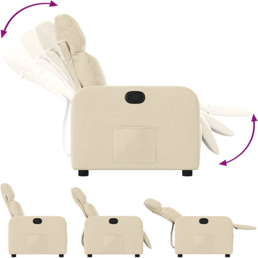 VidaXL Fauteuil verstelbaar stof crèmekleurig - Foto 3