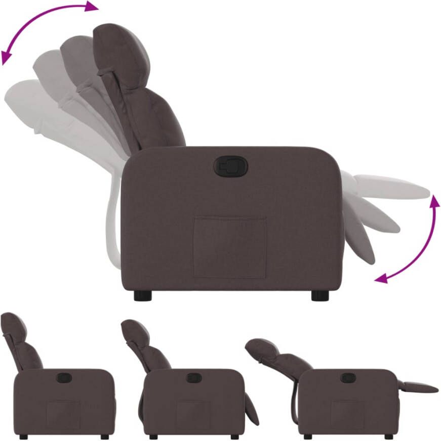 VidaXL Fauteuil verstelbaar stof donkerbruin - Foto 3