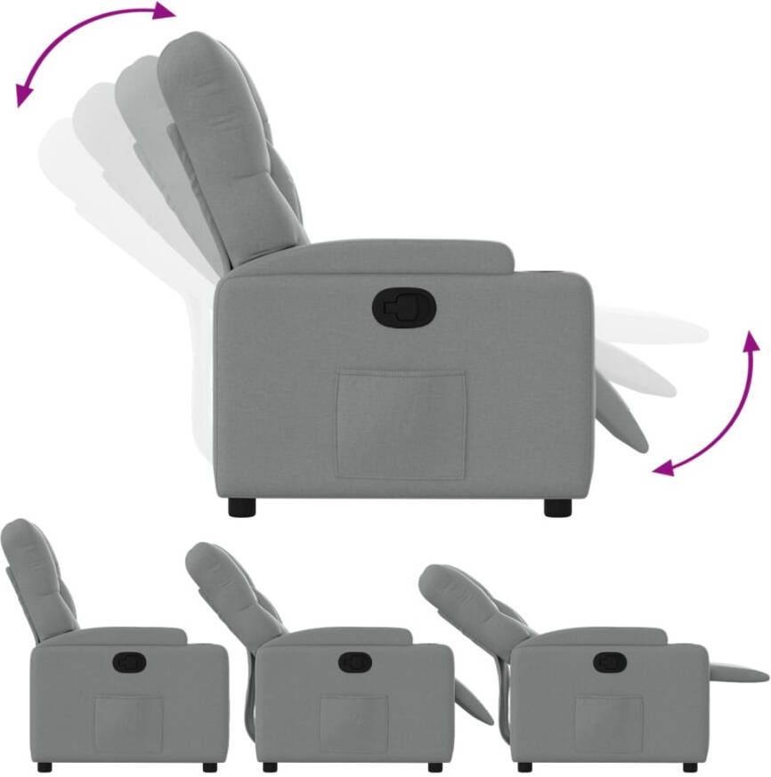 VidaXL Fauteuil verstelbaar stof lichtgrijs - Foto 3