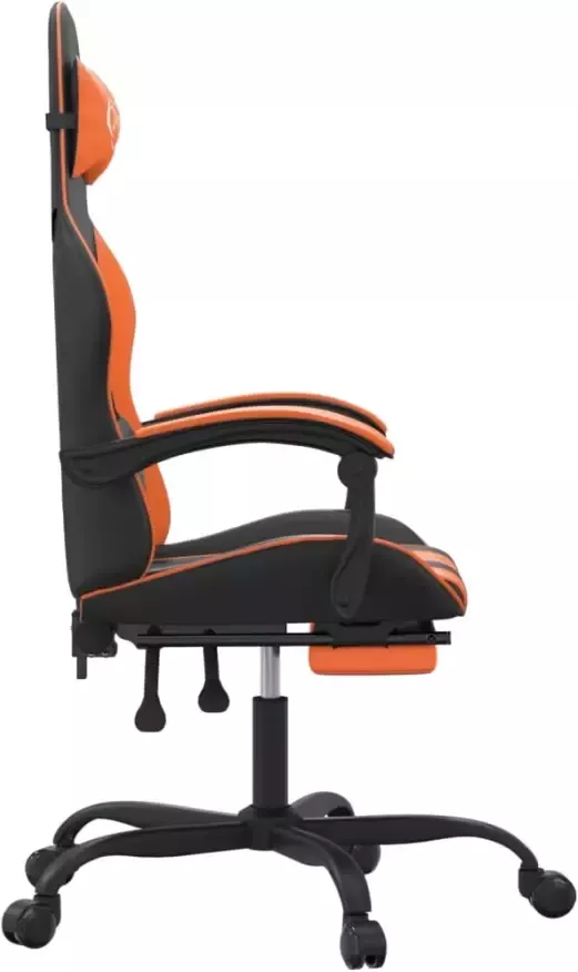 VIDAXL Gamestoel draaibaar met voetensteun kunstleer zwart en oranje