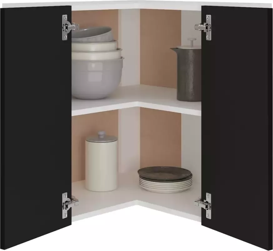 VidaXL Hanghoekkast Lyon 57x57x60 cm bewerkt hout zwart - Foto 4
