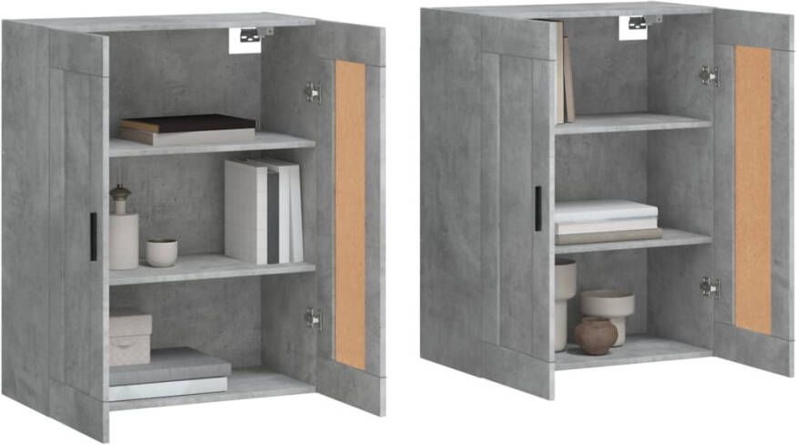 VidaXL -Hangkasten-2-st-bewerkt-hout-betongrijs - Foto 4