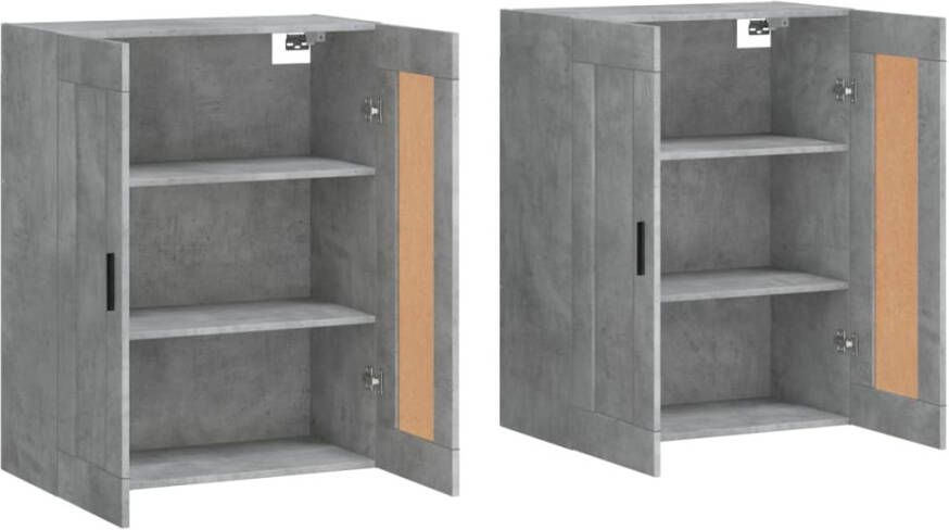 VidaXL -Hangkasten-2-st-bewerkt-hout-betongrijs - Foto 5