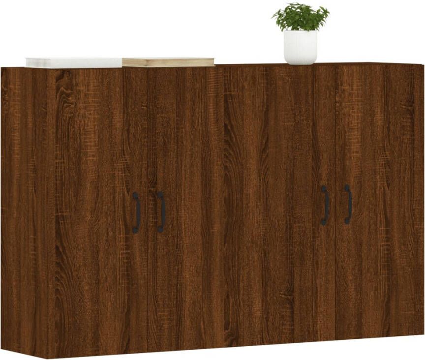 VidaXL -Hangkasten-2-st-bewerkt-hout-bruineikenkleurig - Foto 7