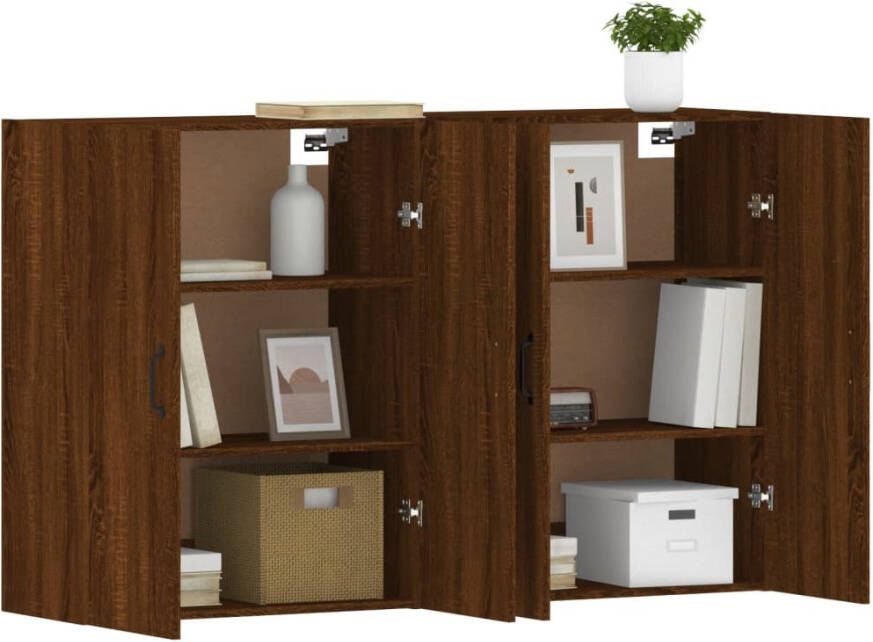 VidaXL -Hangkasten-2-st-bewerkt-hout-bruineikenkleurig - Foto 8