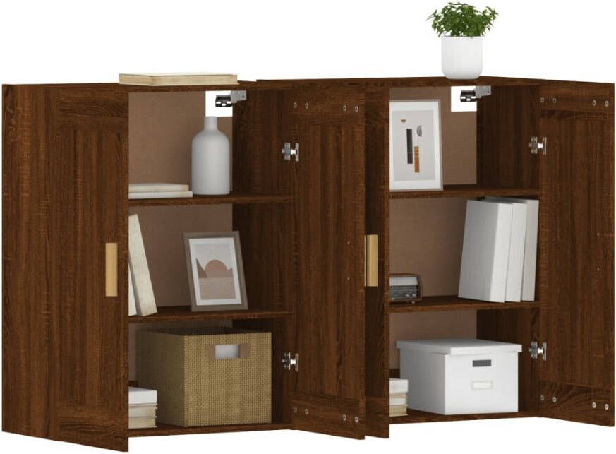 VidaXL -Hangkasten-2-st-bewerkt-hout-bruineikenkleurig - Foto 7