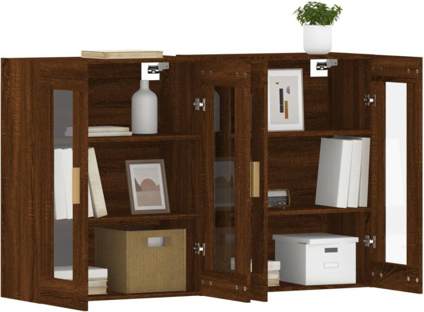 VidaXL -Hangkasten-2-st-bewerkt-hout-bruineikenkleurig - Foto 8