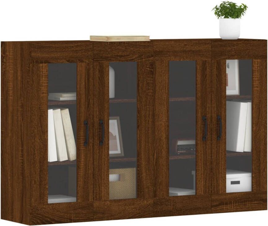 VidaXL -Hangkasten-2-st-bewerkt-hout-bruineikenkleurig - Foto 2