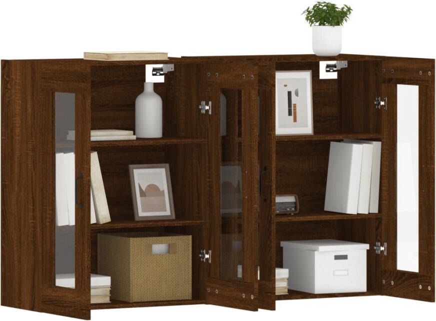 VidaXL -Hangkasten-2-st-bewerkt-hout-bruineikenkleurig - Foto 6