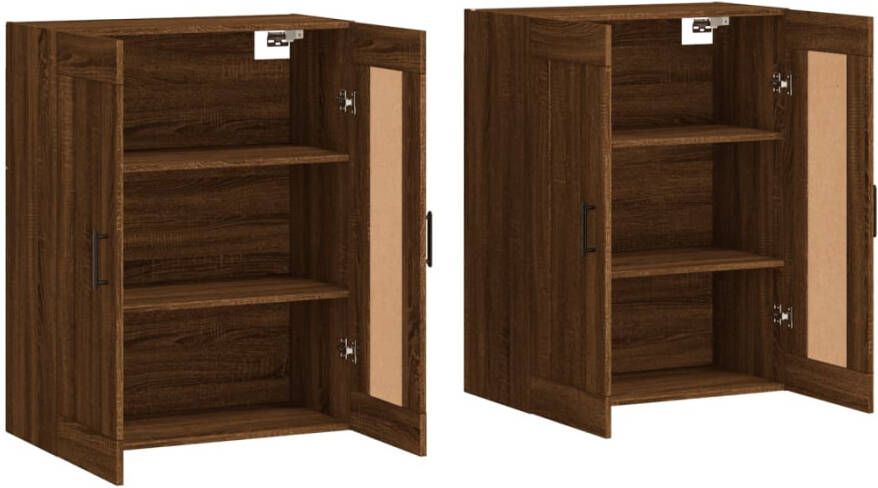 VidaXL -Hangkasten-2-st-bewerkt-hout-bruineikenkleurig - Foto 4