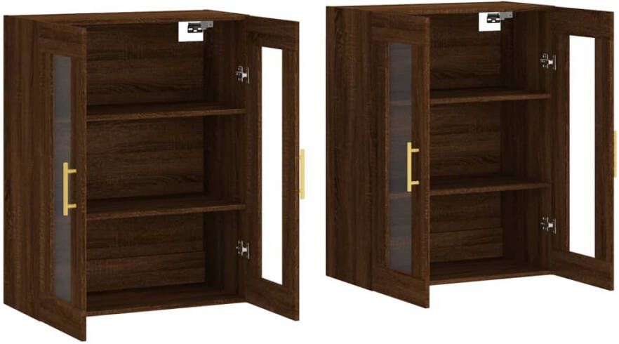 VidaXL -Hangkasten-2-st-bewerkt-hout-bruineikenkleurig - Foto 6