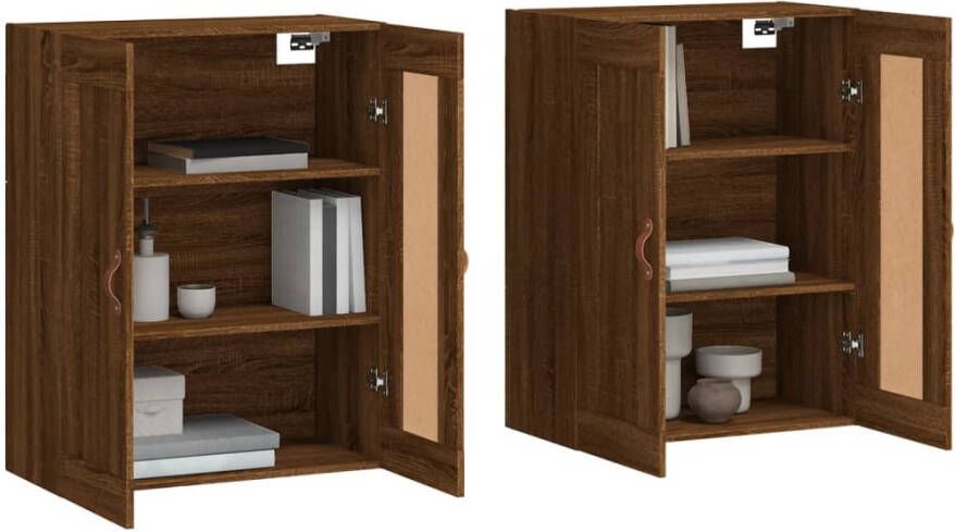 VidaXL -Hangkasten-2-st-bewerkt-hout-bruineikenkleurig - Foto 4