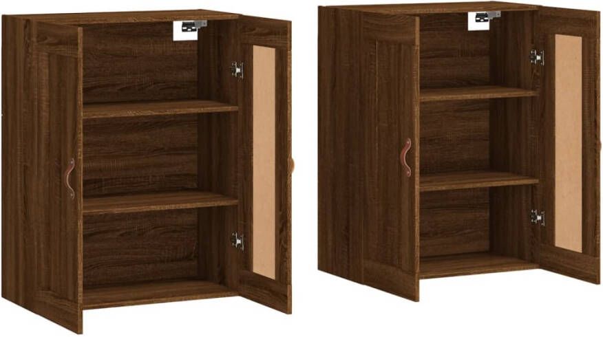 VidaXL -Hangkasten-2-st-bewerkt-hout-bruineikenkleurig - Foto 5