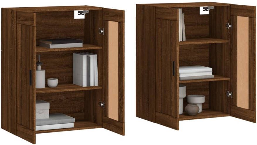 VidaXL -Hangkasten-2-st-bewerkt-hout-bruineikenkleurig - Foto 5