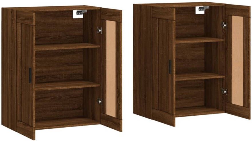 VidaXL -Hangkasten-2-st-bewerkt-hout-bruineikenkleurig - Foto 4