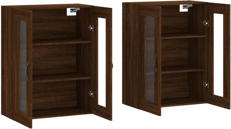 VidaXL -Hangkasten-2-st-bewerkt-hout-bruineikenkleurig - Foto 9