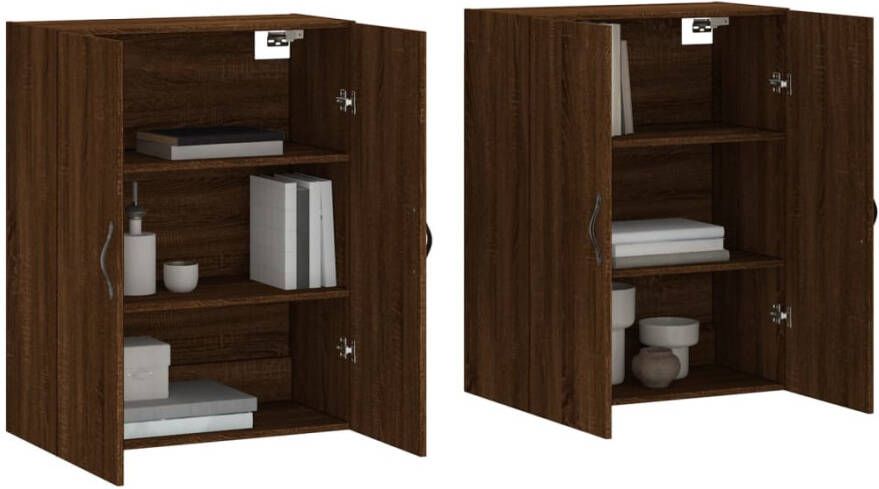 VidaXL -Hangkasten-2-st-bewerkt-hout-bruineikenkleurig - Foto 9