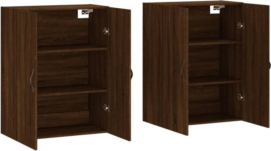 VidaXL -Hangkasten-2-st-bewerkt-hout-bruineikenkleurig - Foto 10