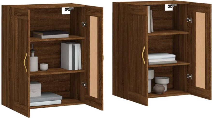 VidaXL -Hangkasten-2-st-bewerkt-hout-bruineikenkleurig - Foto 6