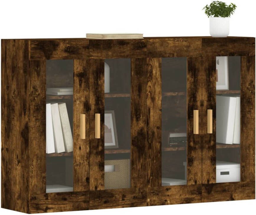 VidaXL -Hangkasten-2-st-bewerkt-hout-gerookt-eikenkleurig - Foto 4