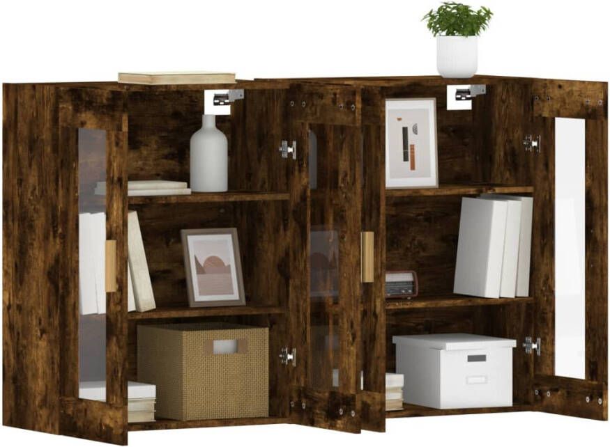 VidaXL -Hangkasten-2-st-bewerkt-hout-gerookt-eikenkleurig - Foto 5