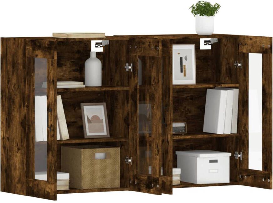 VidaXL -Hangkasten-2-st-bewerkt-hout-gerookt-eikenkleurig - Foto 8