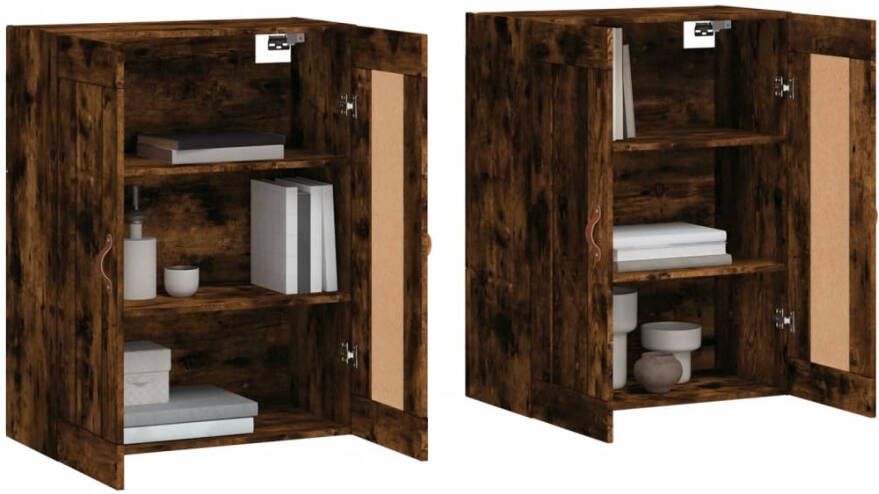 VidaXL -Hangkasten-2-st-bewerkt-hout-gerookt-eikenkleurig - Foto 4