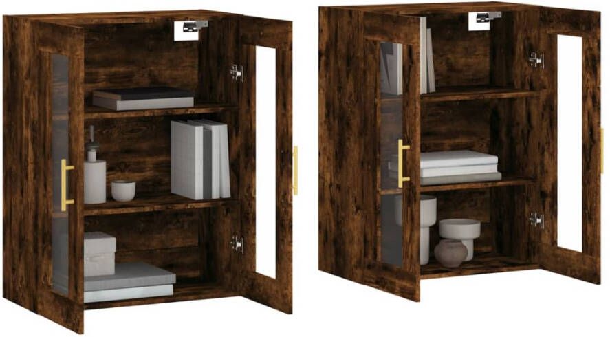 VidaXL -Hangkasten-2-st-bewerkt-hout-gerookt-eikenkleurig - Foto 6