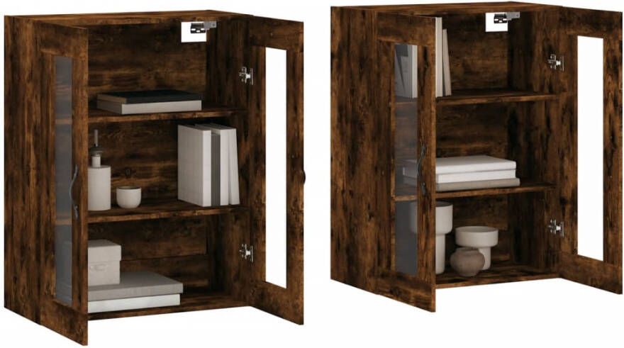 VidaXL -Hangkasten-2-st-bewerkt-hout-gerookt-eikenkleurig - Foto 10