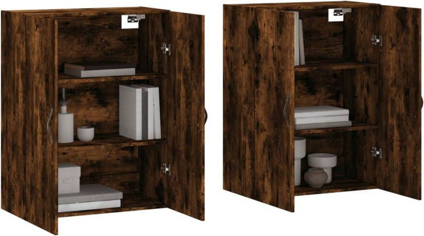 VidaXL -Hangkasten-2-st-bewerkt-hout-gerookt-eikenkleurig - Foto 9