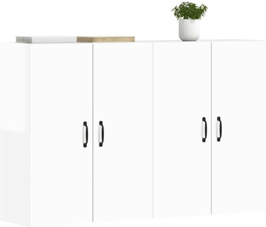 VidaXL -Hangkasten-2-st-bewerkt-hout-hoogglans-wit - Foto 2