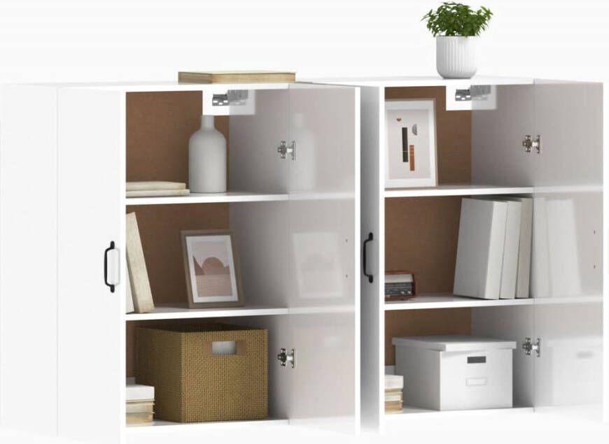 VidaXL -Hangkasten-2-st-bewerkt-hout-hoogglans-wit - Foto 8