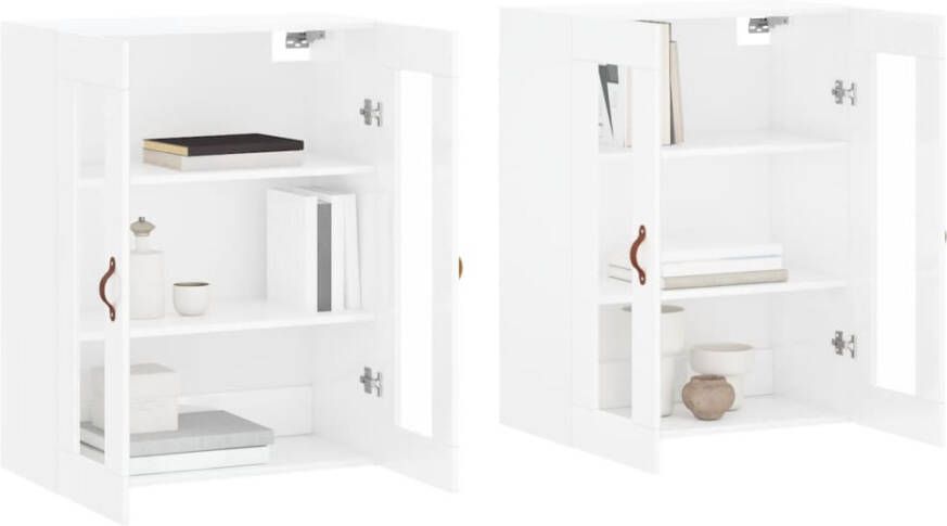 VidaXL -Hangkasten-2-st-bewerkt-hout-hoogglans-wit - Foto 8