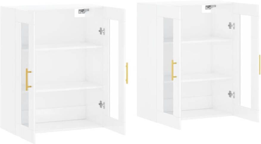 VidaXL -Hangkasten-2-st-bewerkt-hout-hoogglans-wit - Foto 3