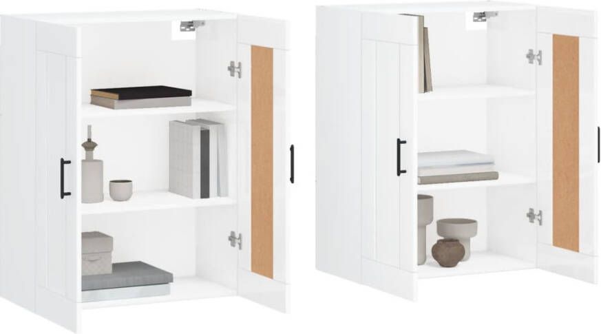 VidaXL -Hangkasten-2-st-bewerkt-hout-hoogglans-wit - Foto 4